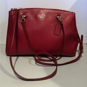 Coach New York Purse Shoulder Bag Handbag Satchel Red Leather